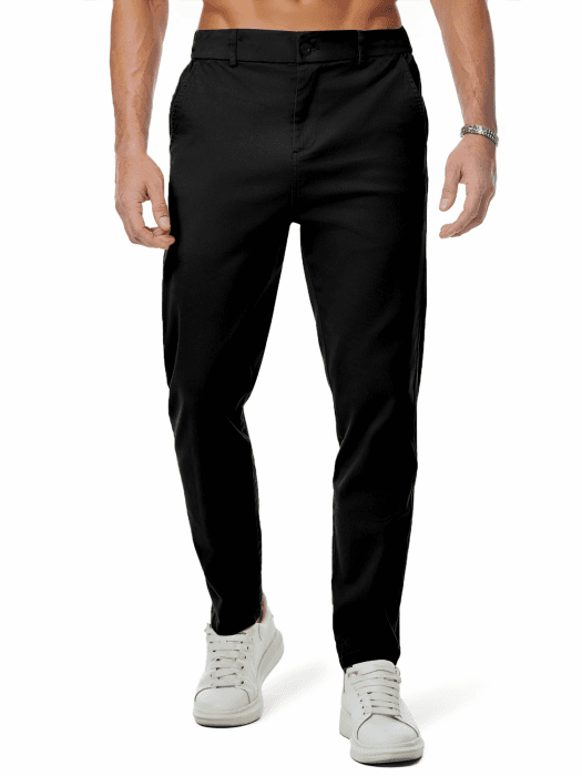 JMIERR Chino Hose Herren Baumwolle Business Männer mit Taschen | Anzughose Herren,Jogginghose,Sweatpants,Cargohose,Bequeme Stof,mit Kordelzug,Elastische Taille,mit Taschen,Freizeit,Golf L Schwarz Angebot bei HelloDeals