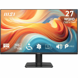 MSI PRO MP275QA E14 – 27″ WQHD IPS, 144 Hz, 1 ms, HDR & Adaptive-Sync. Mit Eye Care, integrierten Lautsprechern, HDMI 2.0b, DP 1.2a, rahmenlosem Design, neigbar und VESA-kompatibel in Schwarz. | IPS Panel 2560x1440, 144Hz, 1ms, VESA, HDMI, DisplayPort, Fr Angebot bei HelloDeals