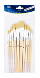 TSI Borstenpinsel-Set 10-teilig aus Hochwertigen Borsten (Größen 2,4,6,8,10,12,14,16,18 und 20), Schaft Naturbelassen, Aluminiumzwinge, Art. Nr. 49032 Angebot bei HelloDeals
