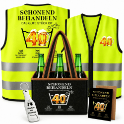 WenmthG Lustige Geschenke zum 30 40 50 60 Geburtstag Mann, Bier Geschenkset | Coole Geburtstag Mann Geschenkset mit Männerhandtasche Bier, Weste, Flaschenöffner und Grußkarte, Biergeschenke Männer 40 Geburtstag Mann Angebot bei HelloDeals