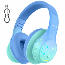 EarFun Bluetooth Kopfhörer Kinder, 5 LED Beleuchtungsmodi, und AUX Kabel | 74/85/94 dBA Lautstärkebegrenzung, 90 Std. lange Akku, Hi-Fi Klang, Faltbare, HD-Mikrofon, Bluetooth 5.4, für Schule & Reisen grün - Strahlensplitter Angebot bei HelloDeals