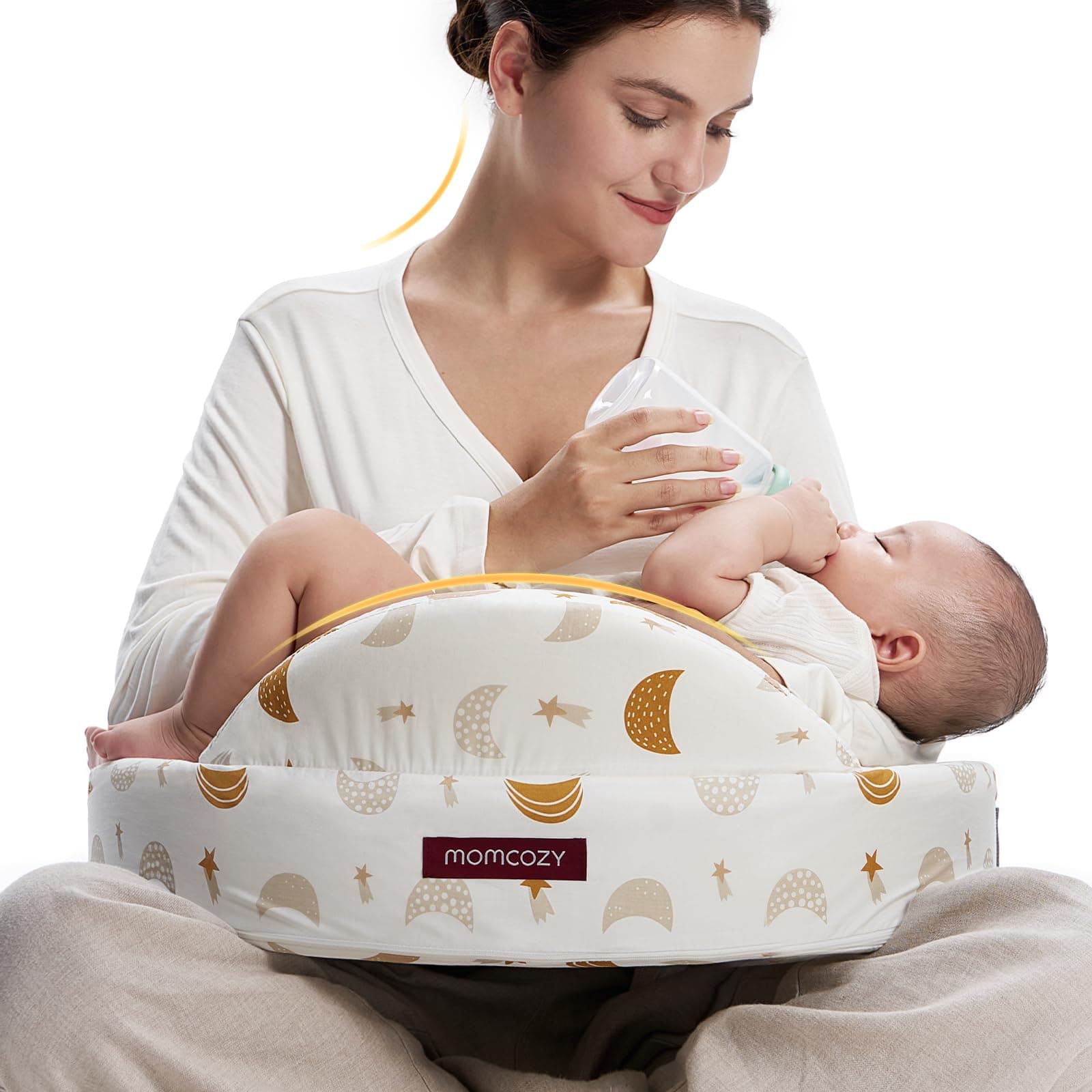 Momcozy Stillkissen mit Sicherheitsstütze – Fester und federnder Memory-Schaum – Stabile, ergonomische Unterstützung und Komfort – Breiteres Stillkissen, Verstellbarer, Abnehmbarer Bezug Memory-schaum-sterne und Mond Angebot bei HelloDeals