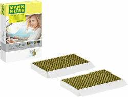 MANN-FILTER, FP 27 021-2 Innenraumfilter, Premium-biofunktional | Für PKW, Staub- und Pollenfiltration, Reduzierung von Gerüchen und Gasen, Echte OE-Technologie Angebot bei HelloDeals