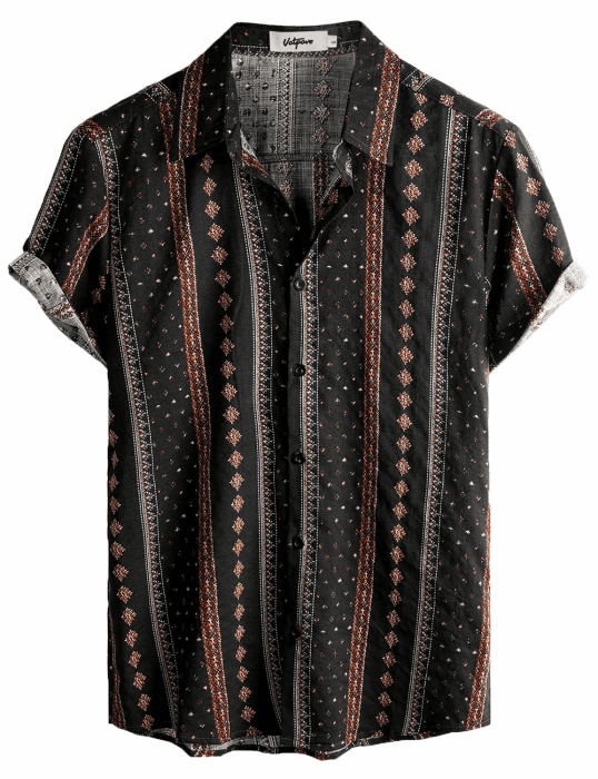 VATPAVE Herren Hawaii Hemd Männer Kurzarm Sommer Strand Blumen Hawaiihemd | Freizeithemd, Casual, Strand, Tropisch, Urlaub, Festival, Rave, Resort, Vintage, Boho, Hippie, Leichtgewichtig L Schwarz Orange Angebot bei HelloDeals