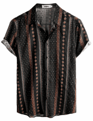 VATPAVE Herren Hawaii Hemd Männer Kurzarm Sommer Strand Blumen Hawaiihemd | Freizeithemd, Casual, Strand, Tropisch, Urlaub, Festival, Rave, Resort, Vintage, Boho, Hippie, Leichtgewichtig L Schwarz Orange Angebot bei HelloDeals