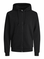JACK & JONES Male Kapuzenjacke Einfarbig Kapuzenjacke | Zip Hoodie Sweatshirt-Jacke XXL Schwarz Angebot bei HelloDeals