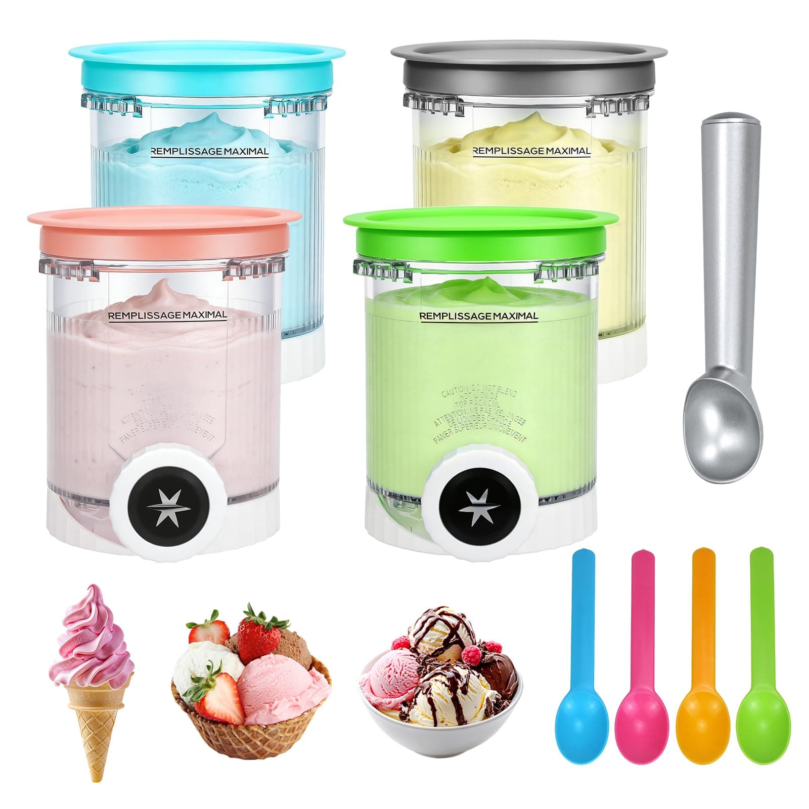 4 Stück Behälter für Ninja Swirl CREAMi,480 ml Creami Tubs Kompatibel mit Ninja CREAMi Softeismaschine und Eismaschine NC701UK NC701 NC700 Serie,BPA-Frei Spülmaschinenfest Angebot bei HelloDeals