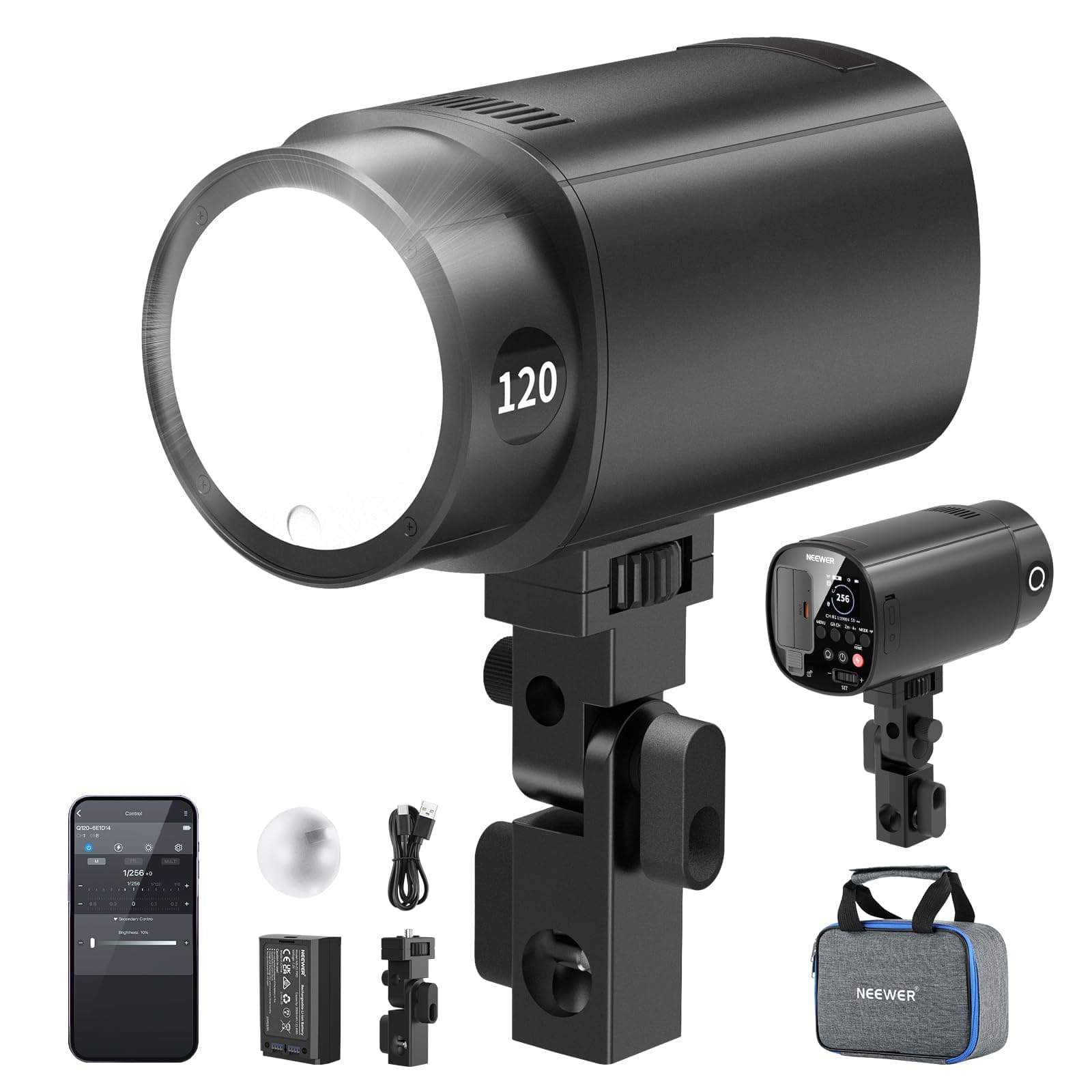 NEEWER 120Ws 2,4G TTL Outdoor Blitzgerät, kompatibel mit Godox, 1/8000s HSS Tragbares Studio Monolight mit Einstelllicht / 3000mAh Akku / 420 Blitze / 1,5s Blitzladezeit für Fotoshootings, Q120 Angebot bei HelloDeals