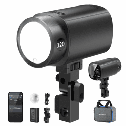 NEEWER 120Ws 2,4G TTL Outdoor Blitzgerät, kompatibel mit Godox, 1/8000s HSS Tragbares Studio Monolight mit Einstelllicht / 3000mAh Akku / 420 Blitze / 1,5s Blitzladezeit für Fotoshootings, Q120 Angebot bei HelloDeals