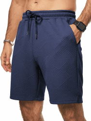 JMIERR Herren Textur Kurze Hosen Sommer Shorts mit 3 Taschen | Lässig, elastische Taille, Kordelzug, leicht, Sommerstrand L A Blau Angebot bei HelloDeals
