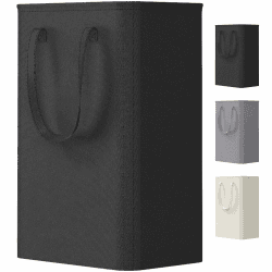 Lifewit Wäschekorb schmal mit Griffen, faltbarer Wäschesammler für kleine Räume, schlanker Wäschebox für Bad, Schlafzimmer, Waschraum & Studentenwohnheim, 50L Schwarz Schwarz 50L Angebot bei HelloDeals