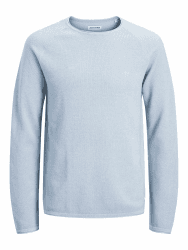 JACK & JONES Herren Strickpullover Rundhals Basic Langarm Sweater Baumwolle Shirt JJEHILL M Celestial Blue Angebot bei HelloDeals