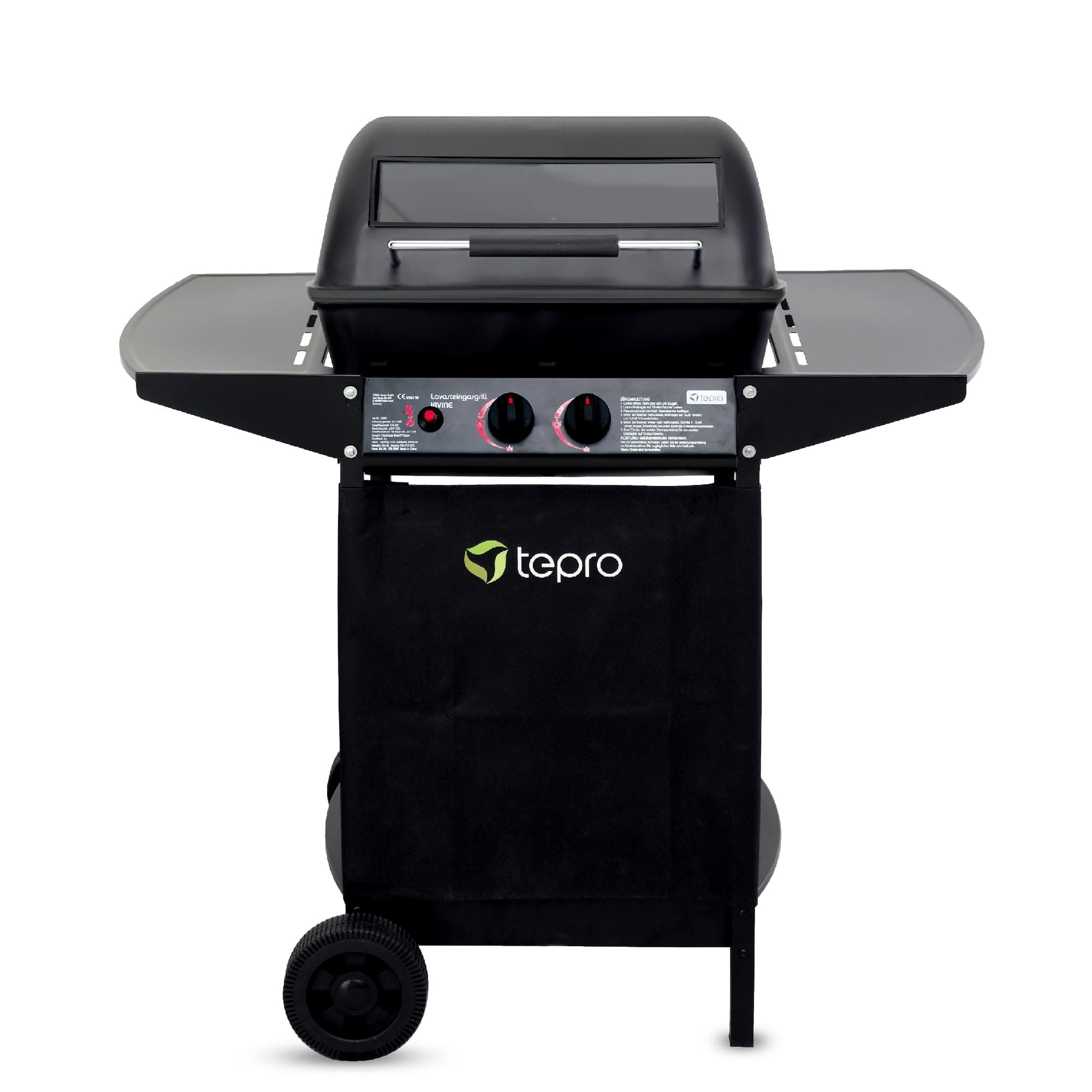 tepro Lavastein Gasgrill Irvine mit max. 5,4 kW Leistung, Edelstahl-Doppelbrenner, inklusive Lavasteine, Piezozündung im Drehregler, Grillwagen mit Rädern, Maße ca. 94 x 51 x 102 cm, Schwarz Gasgrill irvine Single Angebot bei HelloDeals