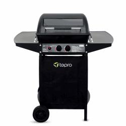 tepro Lavastein Gasgrill Irvine mit max. 5,4 kW Leistung, Edelstahl-Doppelbrenner, inklusive Lavasteine, Piezozündung im Drehregler, Grillwagen mit Rädern, Maße ca. 94 x 51 x 102 cm, Schwarz Gasgrill irvine Single Angebot bei HelloDeals