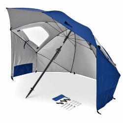 Sport-Brella Premiere Portable Sun Umbrella - Mehrzweck Gartenregenschirm, Einfaches Falten, 243 cm, 1 Stück, Ideal für Outdoor-Aktivitäten, Strand und Garten, UV-Schutz - Blau Angebot bei HelloDeals