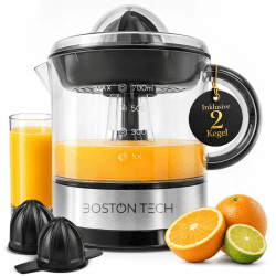 Zitruspresse Elektrisch - Boston Tech - 2 PressKegel & BPA-Frei - Hohe Saftausbeute - 700ml Orangen‑undZitronenpresse Elektrisch Saftpresse ausEdelstahlfürZuhause Angebot bei HelloDeals
