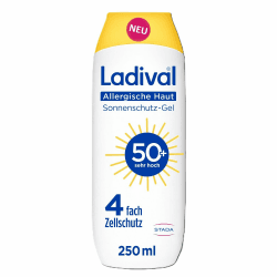 Ladival Allergische Haut Sonnencreme LSF 50, Körper, Sonnenschutz-Gel 250ml | Bei Sonnenallergie & Mallorca-Akne, 4-fach Zellschutz, wasserfest, fettfrei, korallenfreundlich, schnell einziehend 250 ml (1er Pack) Angebot bei HelloDeals