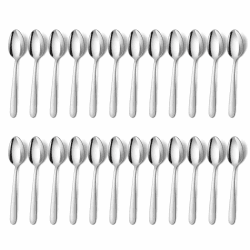BEWOS Teelöffel 24 Stück, Edelstahl Kaffeelöffel 5,71 Inch(14,5cm), Espressolöffel, Dessertlöffel, Kleine Löffel Spiegelpoliert, Spülmaschinenfest, Set für Haushalte, Restaurants, Kantinen Silberner runder Griff (normal) Angebot bei HelloDeals