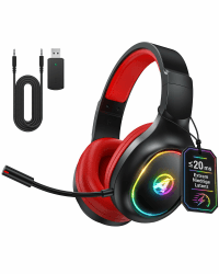 PH1 Wireless Gaming Headset 50H Akku & Spielen beim Laden Schwarz Rot Angebot bei HelloDeals