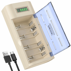 ENEGON Batterie Ladegerät–Universal Akku Ladegerät & Battery Charger für AA/AAA/C/D/9V NiMH/NiCD wiederaufladbare Batterien –mit LCD Display, Entladefunktion und 4 Ladeschächten(Kein Adapter) Schwarzes Ladegerät Angebot bei HelloDeals