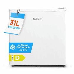 COMFEE Gefrierschrank klein (-24℃) 31L, Inverter-Kompressor, Leise 39 dB | 4-Sterne-Gefrierleistung, Temperaturregelung, Kompakter Tisch Gefrierschrank für Büro, Küche, Studentenhaus, RCU40WH3EU(E) Energieklasse D Angebot bei HelloDeals