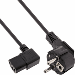 InLine 16752E Netzkabel, Schutzkontakt gewinkelt auf Kaltgerätestecker C13 links abgewinkelt, 5m, schwarz Angebot bei HelloDeals