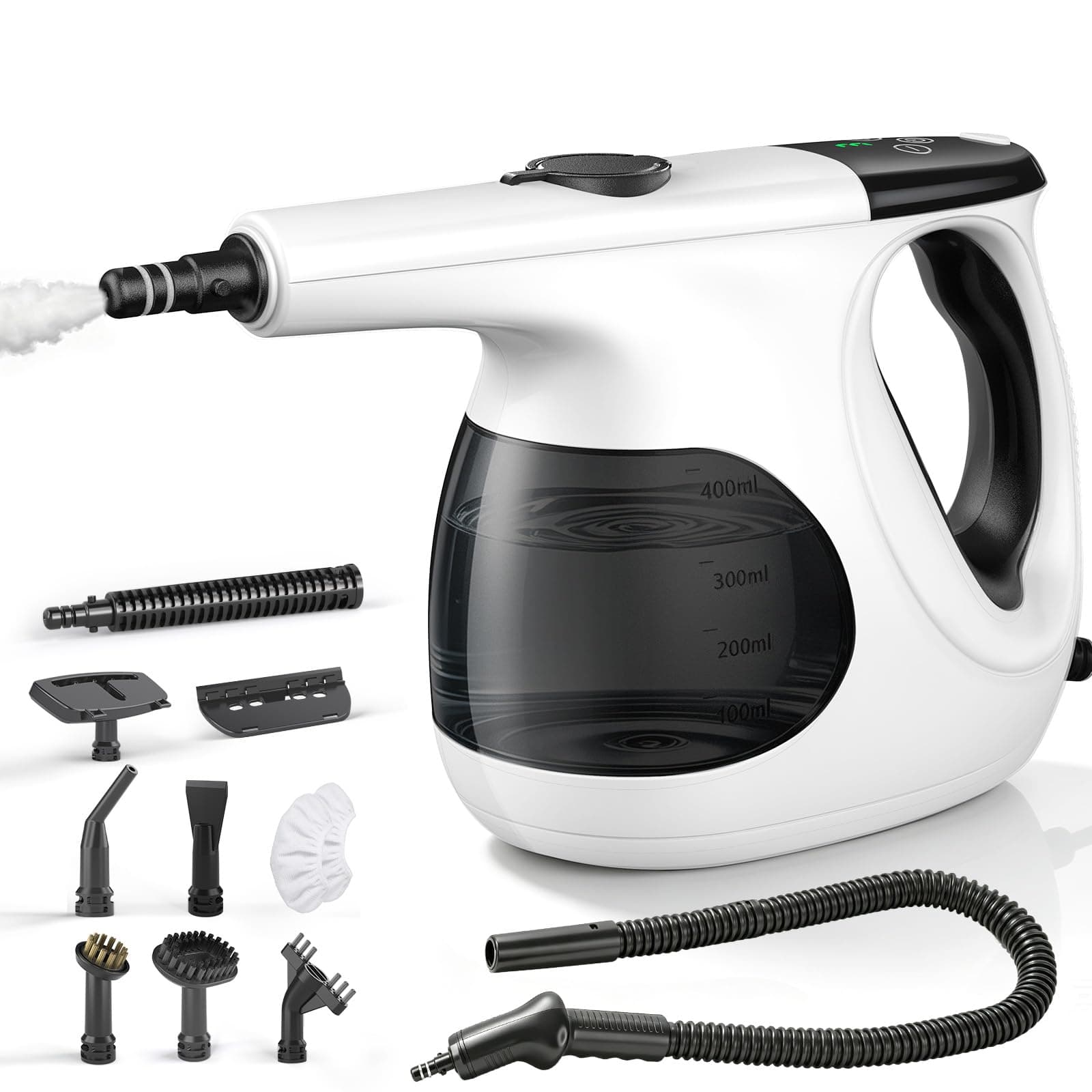 JBER Dampfreiniger Handgerät 1200W für Heim, 3 Sek.Aufheizzeit, 400ML Tank | Vielseitiger Dampfreiniger mit 3 Dampfstufen, 11 Zubehör,110℃ Handdampfreiniger mit 4,8m Netzkabel für Küche, Bad, Fenster Angebot bei HelloDeals