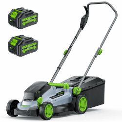 ETOOLAB Akku-Rasenmäher 40V, 33 cm, Brushless, bis 280 m², für Gärten | Mit 2×4,0Ah Akkus und Ladegerät, 30L Fangkorb, Mulchfunktion und 5-facher Höhenverstellung für flexible Rasenpflege Schwarzgrün 33.0 Angebot bei HelloDeals