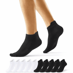 10 Paar Sneaker Socken Herren und Damen Baumwolle Kurze Laufsocken | Atmungsaktive Halbsocken und Low Socks mit Fersenlasche und Fußgewölbestütze; Anti Schweiß Socken für Sport und Alltag 43-46 Schwarz*5+Weiß*5 Angebot bei HelloDeals