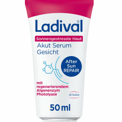 Ladival Akut Serum After Sun Repair für sonnengestresste Haut, Gesicht 50ml | After Sun für Kinder & Erwachsene, Mit Panthenol & Vitamin E, Photolyase regeneriert UV-Schäden, Kühlt & beruhigt Angebot bei HelloDeals