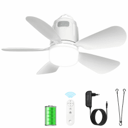 Gliztech Deckenventilator Outdoor 50CM, 20000mAh Camping Ventilator licht mit Akku, Mobiler Ventilator Lampe für Außenbereich, Haken und Fernbedienung, Pavillon, Terrasse, Zelt, Sonnenschirm Angebot bei HelloDeals
