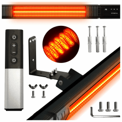 Infrarot Heizstrahler 2500W, 9 Stufen, IP65, Montageketten, Fernbedienung, Timer, Elektroheizung RAY, Terrassenheizer Outdoor, Wandheizung, Infrarotheizung, Heizstrahler Terrasse & Innenraum Schwarz Angebot bei HelloDeals