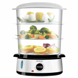 Cecotec Elektrischer Dampfgarer Vapovita 3000 Inox, 3 Unabhängige Behälter, Reisschale, 60 Min Timer, 2 seitliche Wassereinlässe, Grau, 800W, BPA-frei, Spülmaschinengeeignet, Edelstahl, 9L Kapazität Angebot bei HelloDeals