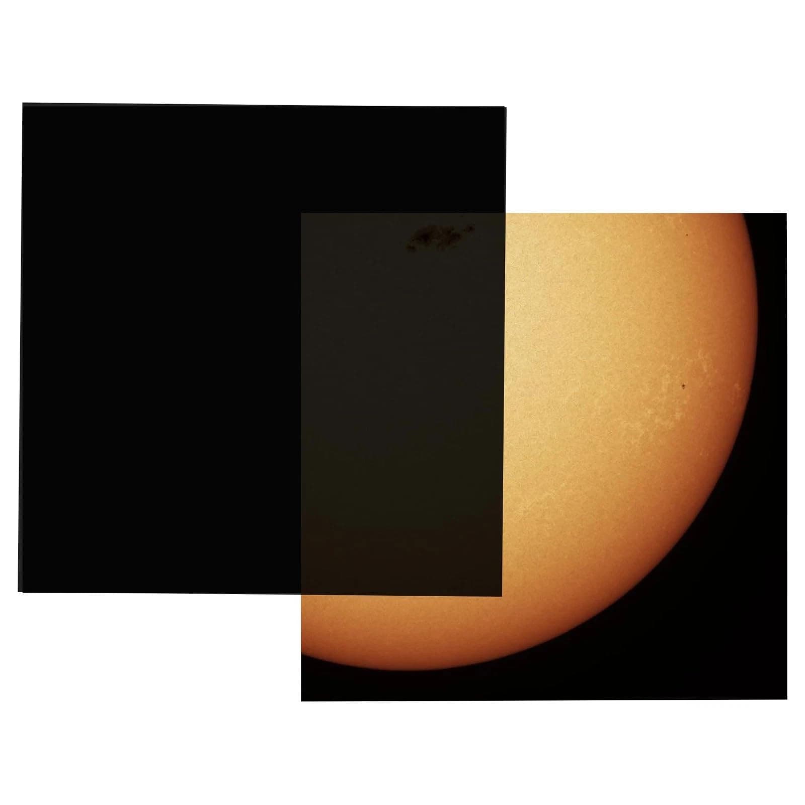 Solarfilter Blatt 150x150mm für Teleskope, Fernglas & Kameras - DIY Solarfolie für Sonnenflecken- & Finsternisbeobachtung - Absolute Eclipse, OD 5.6, ISO 12312-2 geprüft 150 x 150 mm Angebot bei HelloDeals