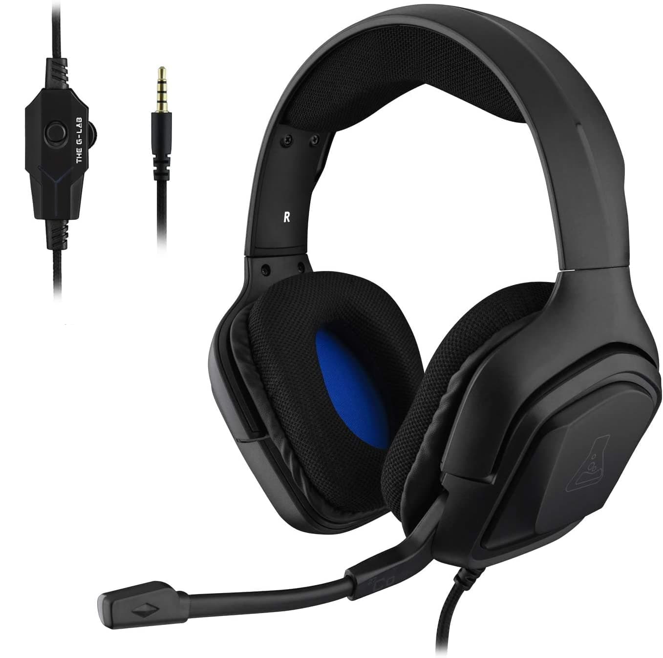 THE G-LAB Korp Cobalt Gaming Headset - Stereo Mikrofon, Ultraleicht, Ultra Bass Stereo Headset - 3,5 mm Klinke für PC PS4 PS5 Xbox One Mac Nintendo Switch Tablet Smartphone (Schwarz) | Mit 3,5-mm-Klinkenkabel, Stereo-Sound, sehr leicht, mit Mikrofon, komp Angebot bei HelloDeals