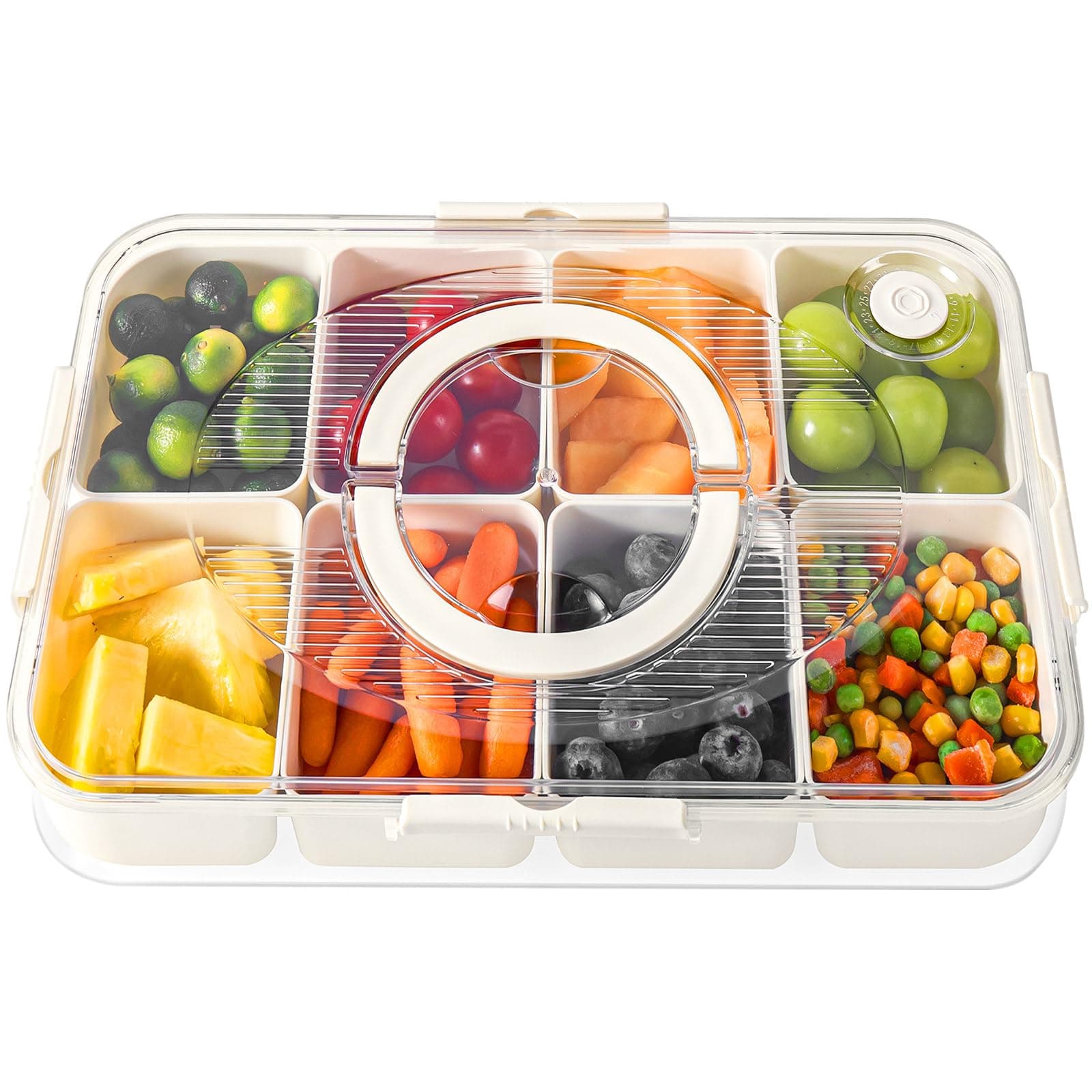 Luxear Snackbox mit 8 Fächern, Snackschale mit Deckel und Griff | Snackteller Snackdose Organizer für Snacks Süßigkeiten Nüsse Obst Gewürze, für Party Picknick Trips, Spülmaschinenfest Weiß 1 Set-Groß Angebot bei HelloDeals