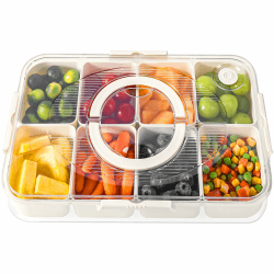 Luxear Snackbox mit 8 Fächern, Snackschale mit Deckel und Griff | Snackteller Snackdose Organizer für Snacks Süßigkeiten Nüsse Obst Gewürze, für Party Picknick Trips, Spülmaschinenfest Weiß 1 Set-Groß Angebot bei HelloDeals