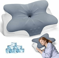 Nackenkissen Kopfkissen - Memory Foam Kissen - Stabile Nackenstütze | Schlafkissen - Ergonomisch Seitenschläferkissen - Nackenstützkissen für Seiten, Rücken & Bauchschläfer,Grau Angebot bei HelloDeals