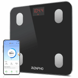 RENPHO Personenwaage Digital mit APP 180 kg, Waage Personen mit Körperfett und Muskelmasse mit 13 Messwerten, Bluetooth Körperfettwaage für Baby und Schwangere, Schwarz | Waage Personen mit Körperfett und Muskelmasse, 13 Messwerte, Bluetooth Körperfettwaa Angebot bei HelloDeals