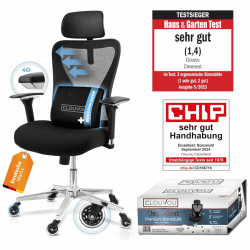CLOUVOU CleverSeat Bürostuhl Ergonomisch [TESTSIEGER] | Drehstuhl 150kg Schreibtischstuhl | Büro Stuhl & Gaming Stuhl | Home Office Chair Ergonomic | Atmungsaktiver Computerstuhl Cleverseat (Schwarz) Angebot bei HelloDeals