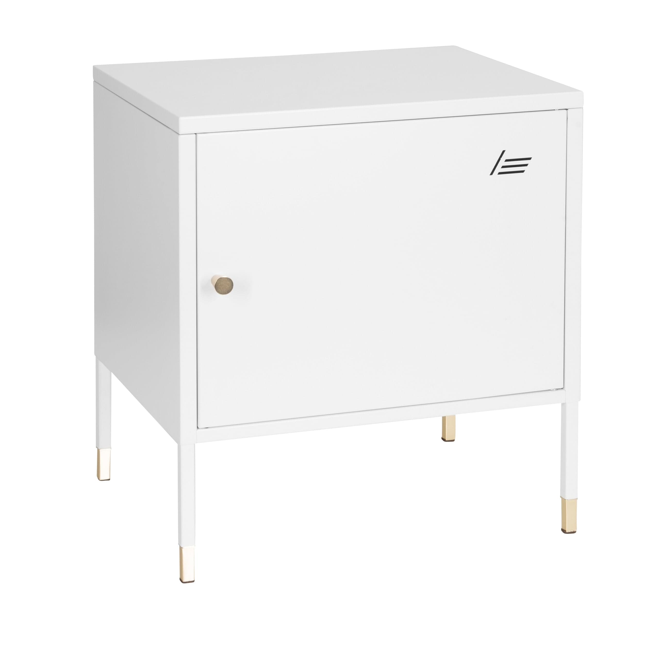 hjh OFFICE 743025 Metallschrank klein UMEO Weiß/Gold Beistellschrank aus Metall im Industrial-Design, 50 x 45 x 35 cm Angebot bei HelloDeals