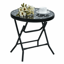 PHI VILLA Beistelltisch Outdoor Gartentisch Klein Klappbar Balkontisch | Balkontisch Klein, Beistelltisch Outdoor Wetterfest, Kleiner Gartentisch und Balkontisch Schwarze Muster Angebot bei HelloDeals