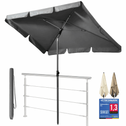 4smile Sonnenschirm Balkon 200 × 125 cm, Anthrazit | Sonnenschirm rechteckig mit UPF 50+, 45° knickbar & höhenverstellbar, Balkonschirm inkl. Sonnenschirmhülle Balkon 200x125 Basis Anthrazit Angebot bei HelloDeals