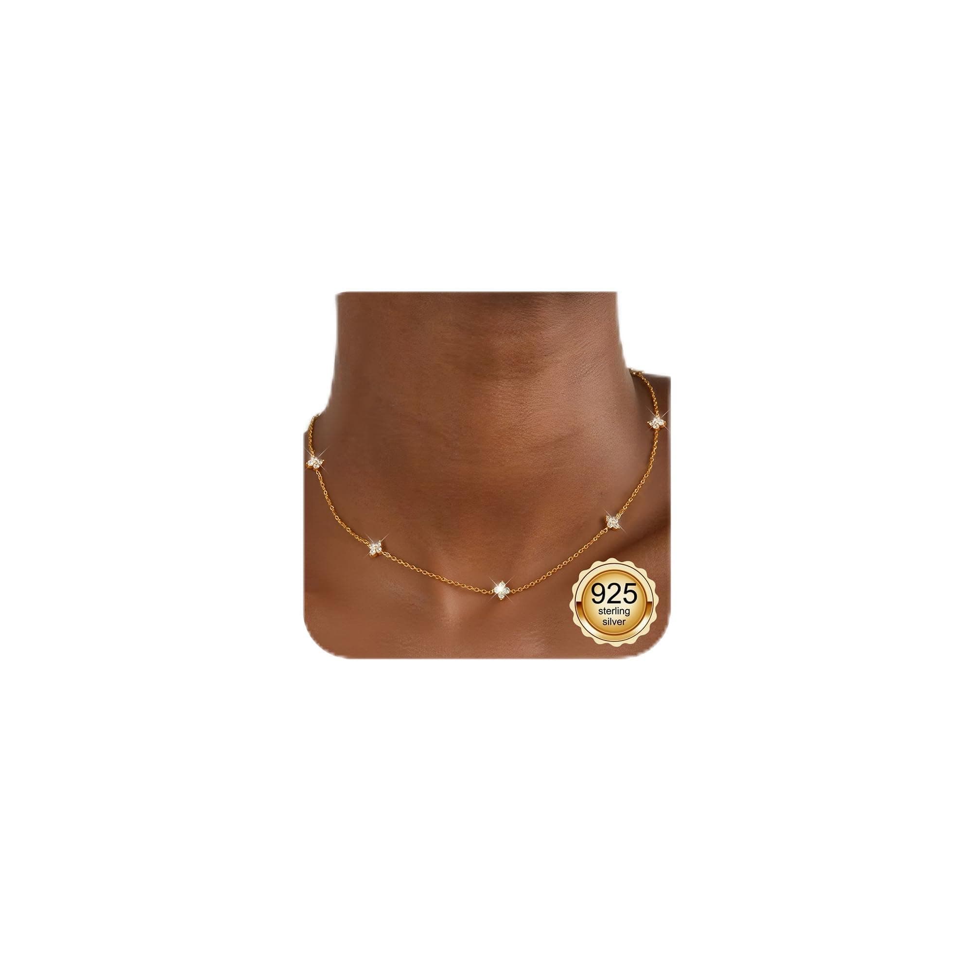 Finrezio Kette Silber 925 Damen Halskette Gold Silber mit Zirkonia Schmuck | Halskette Damen Gold/Silber Ketten 14K Goldkette Choker Kette Halskette Gold/Silber Geschenke Ketten für Frauen Angebot bei HelloDeals