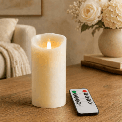Da by Echtwachs LED-Kerze flackernd mit beweglicher Flamme, einzelne Kerze 8x15cm, mit Fernbedienung, AA-batteriebetrieben (Batterien nicht enthalten), wiederverwendbar ohne offene Flamme A#1 Angebot bei HelloDeals