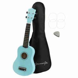 World Rhythm Sopran-Ukulele – Anfänger-Sopran-Ukulele in hellblauem Finish mit Gigbag, Ersatzsaiten und Filzplektrum, hellblau, WR-306 Sopran Hellblau Angebot bei HelloDeals