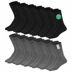 SOXCO 12 Paar Socken Herren aus Baumwolle | Business Herrensocken Crew | Atmungsaktiv mit Dura-Stretch Elastan | Für Arbeit, Business & Freizeit | Schwarz, Weiß, Grau & Blau, Größen 35–38 39–42 43–46 35-38 Schwarz (6P), Dunkelgrau (6P) Angebot bei HelloDeals