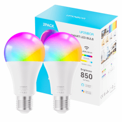 Smarte Glühbirne E27 LED RGBWW WLAN Lampe, 9W, 2 Stück | Kompatibel mit Alexa & Google Assistant, 16 Mio. Farben, 1–100 % dimmbar, 850 lm, 2,4 GHz WLAN 2er Pack Angebot bei HelloDeals