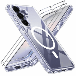 ivoler für Samsung Galaxy S26 Hülle, 1 Magnetisch Handyhülle mit 2 Stück Panzer Schutz Glas, [Kompatibel mit MagSafe] [Militärischer Schutz] Stoßfest Transparent Schutzhülle Klar Durchsichtige Case Samsung Galaxy S26 Transparent Angebot bei HelloDeals