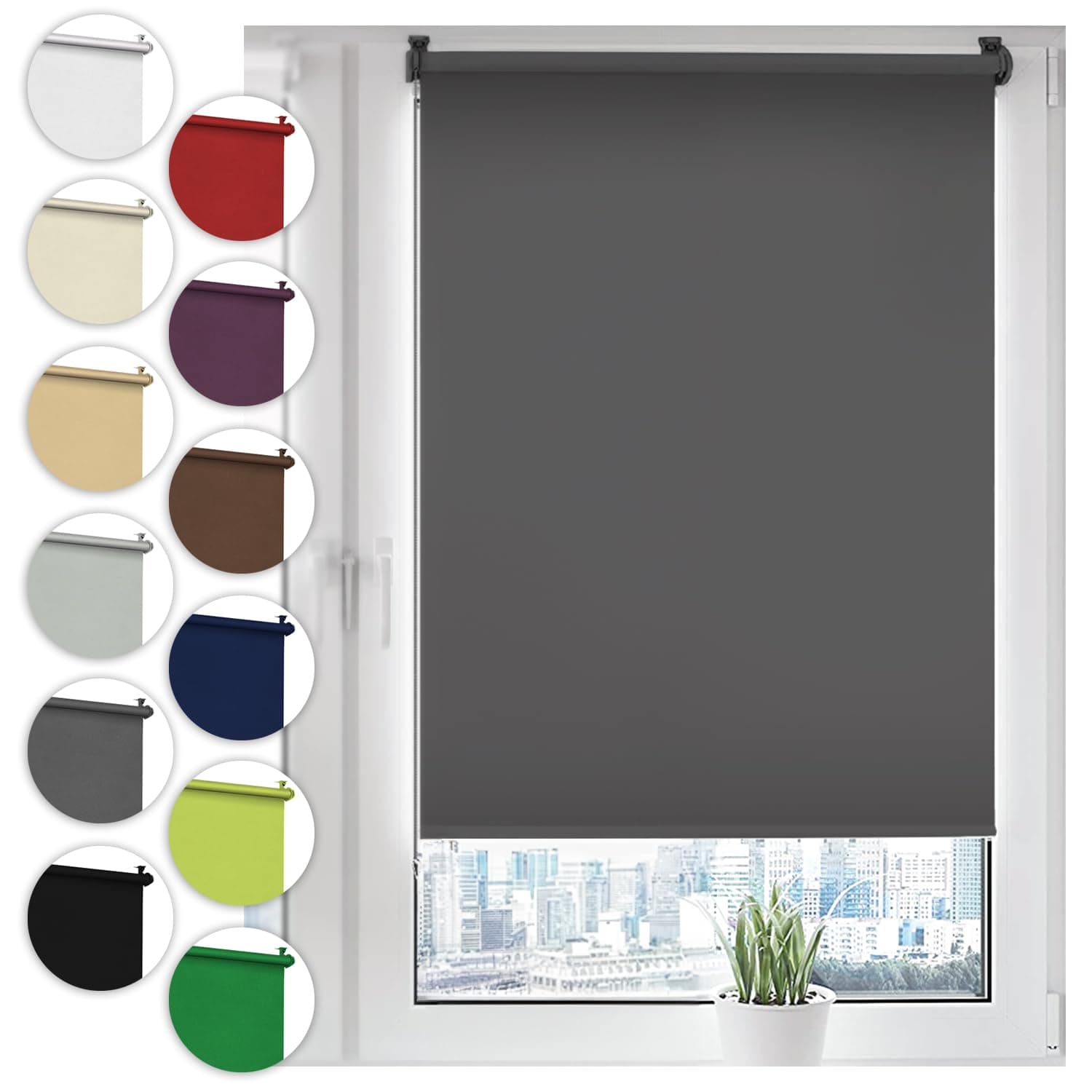 Verdunkelungsrollo Klemmfix ohne Bohren 25cm x 130cm Grau Verdunklungsrollo Fensterrollo Rollo Seitenzugrollo Klemmrollo für Fenster & Tür Grau B25 x H130 cm Angebot bei HelloDeals